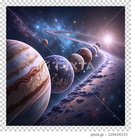 宇宙空間と惑星直列 128426335