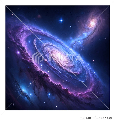 宇宙空間と渦巻銀河 宇宙空間と渦巻銀河 128426336