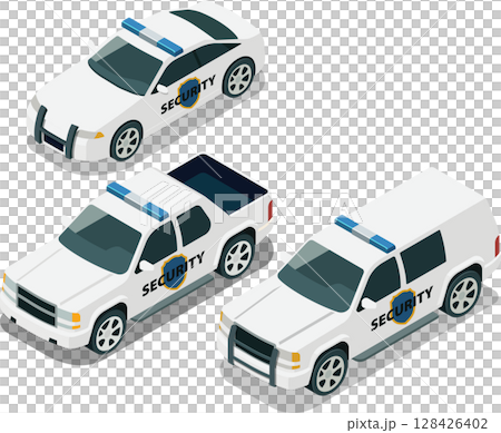Isometric corporate security patrol vehicles 128426402