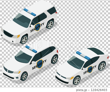 Isometric corporate security vehicles 128426403