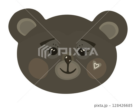 Cute brown bear muzzle, cartoon illustration Cute brown bear muzzle, cartoon illustration 128426685