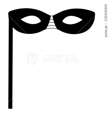 Simple black and white masquerade mask with a sticks, vector illustration 128426805