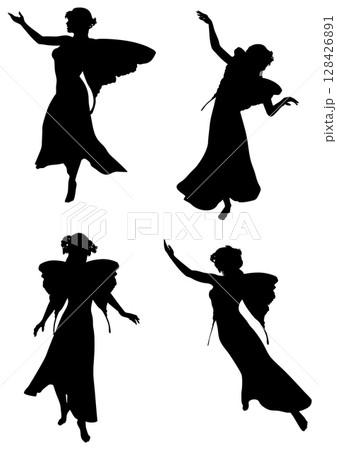 Silhouette of Fairy with Butterfly Wings 128426891