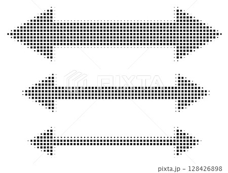 Square halftone double arrows set in different sizes Square halftone double arrows set in different sizes 128426898