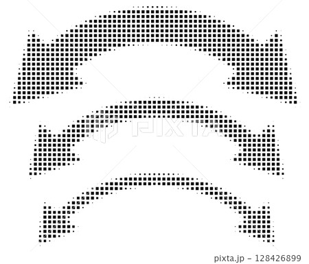 Square halftone double arrows set in different sizes 128426899