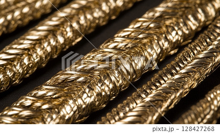 Elegant Gold Braided Texture Luxury Design Background Pattern art cord rope rich shiny weave craft 128427268
