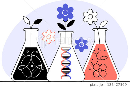 chemical experiment with plant chemical experiment with plant 128427569