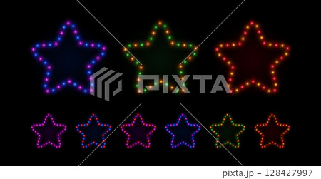 Neon bulb star icon. Retro casino sign light. Vintage style garland led lamps. Neon bulb star icon. Retro casino sign light. Vintage style garland led lamps. 128427997