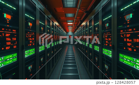 High-Tech Server Room Interior 128428057