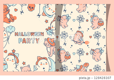 Playful pastel Halloween card with customizable copy space, perfect for baby-themed parties or fun birthday events. Elegant 8.5x14 letter format with decorative frame Playful pastel Halloween card with customizable copy space, perfect for baby-themed parties or fun birthday events. Elegant 8.5x14 letter format with decorative frame 128428107