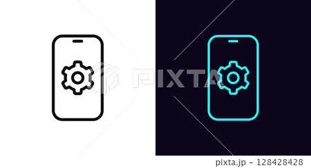 Outline phone setting icon, with editable...のイラスト素材 [128428428] - PIXTA