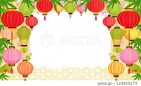 シンプルなちょうちんのフレーム2 128429275