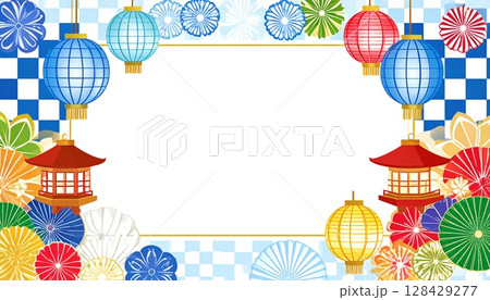 シンプルなちょうちんのフレーム4 128429277