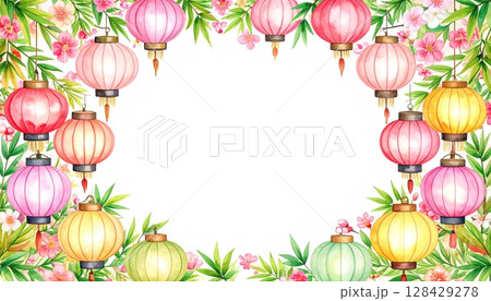 可愛いちょうちんのフレーム 128429278