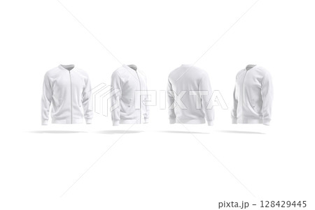 Blank white bomber jacket mockup, different angles views 128429445