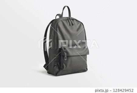 Blank black backpack with zipper mockup, ai generated 128429452