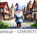 AI generated gnome walking through the medieval village  128429573