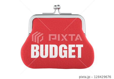 Budget concept with coin purse. 3D rendering Budget concept with coin purse. 3D rendering 128429676