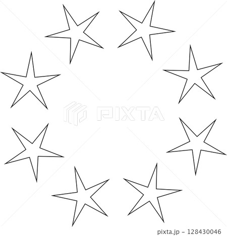 Stars in circle icon. Round star frame template 128430046
