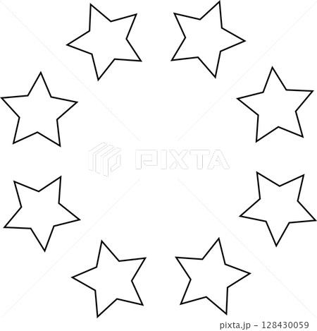 Stars in circle icon. Round star frame template 128430059