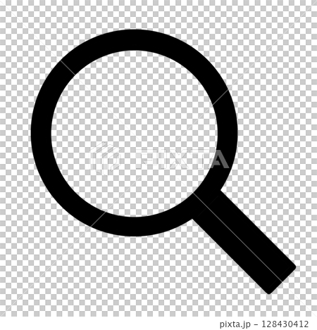 Simple black search mark (magnifying glass) silhouette illustration Simple black search mark (magnifying glass) silhouette illustration 128430412