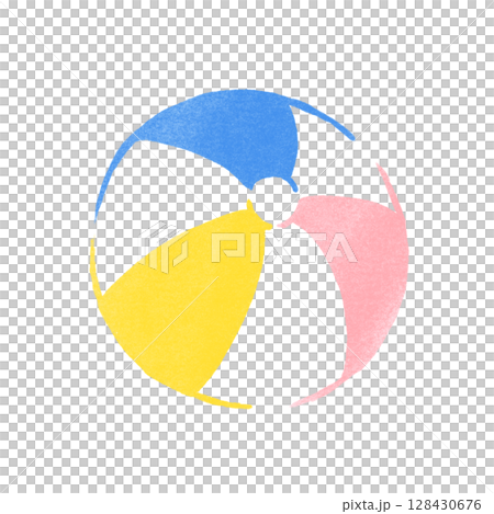 スタンプ風のビーチボールのイラスト 128430676