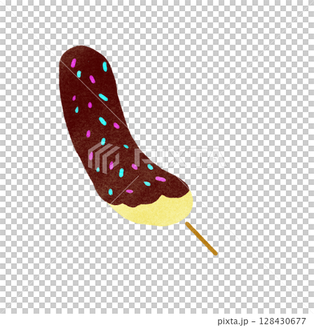 Stamp-style chocolate banana illustration Stamp-style chocolate banana illustration 128430677