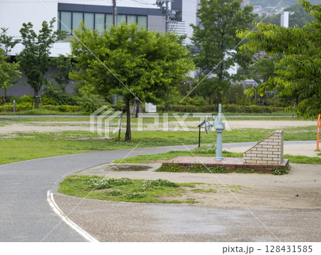 雨に濡れた公園 128431585