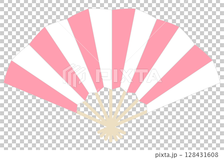 ピンク色の扇子イラスト素材アイコン　シンプルベクターpng 128431608