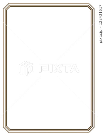 シンプルなレトロ銅色フレーム枠イラスト素材　アンティーク額縁ブラウン茶色　背景白バックpng 128431617