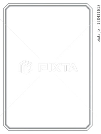 シンプルなフレーム枠イラスト素材　シルバーグレー色のメタル額縁　背景白バックpng 128431618