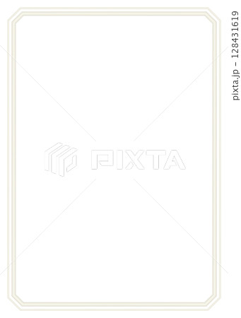 エレガントなシルバー金色フレーム枠イラスト素材　上品モダン額縁　背景白バックpng 128431619