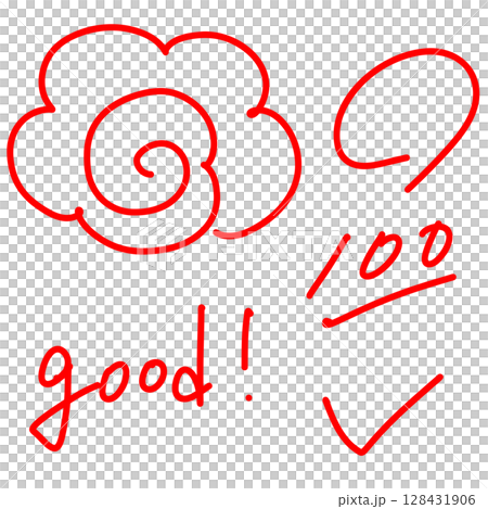 手書きはなまるイラストセット 128431906