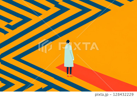 人物のいるトリック的なグラフィック素材-2 128432229