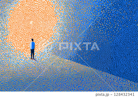 人物のいるトリック的なグラフィック素材-3 128432341