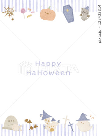 ほのぼのとしたハロウィーンのフレームイラスト 128432814