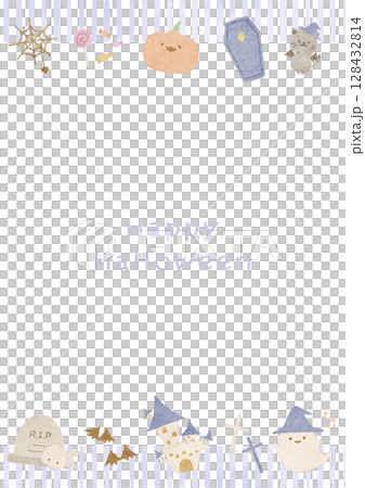 ほのぼのとしたハロウィーンのフレームイラスト 128432814
