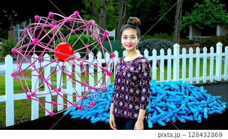 Science Art in Tranquil Garden 128432869