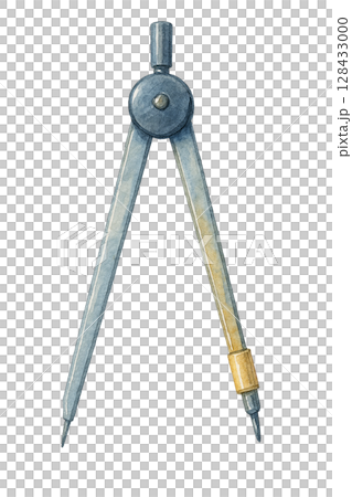 製図用コンパスの水彩イラスト 128433000