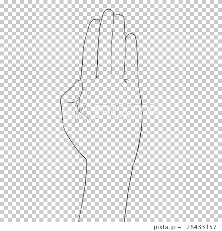 Simple line drawing illustration of a raised hand Simple line drawing illustration of a raised hand 128433157