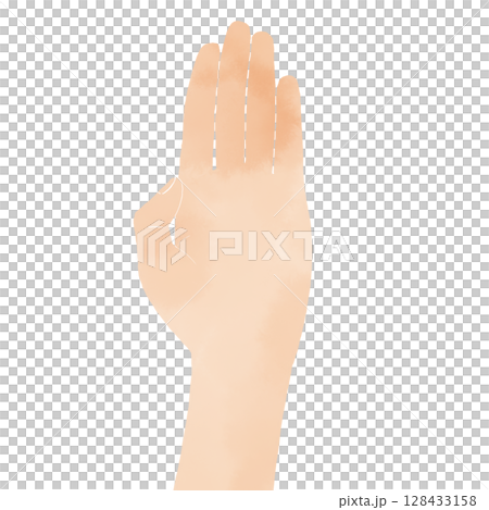 A simple watercolor illustration of a raised hand A simple watercolor illustration of a raised hand 128433158