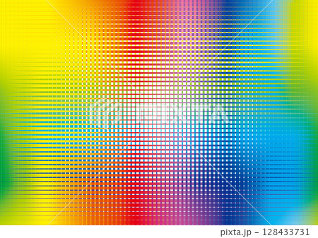レインボーカラーのグラデーションとグリッド　壁紙・背景 128433731