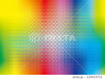レインボーカラーのグラデーションとグリッド　壁紙・背景 128433731