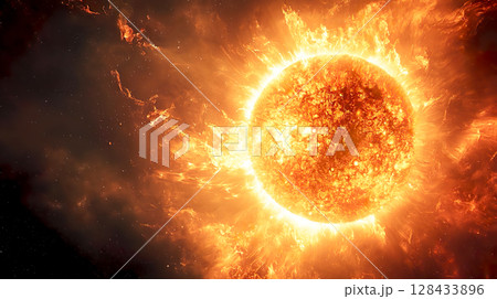 太陽のように燃える恒星のイメージ 128433896