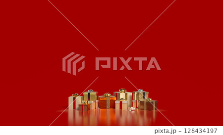 The Gold gift box for celebration or marketing concept 3d Rendering. 128434197