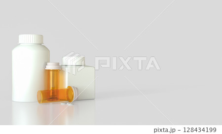 The Drug bottle on white background for Medical or health concept 3d Rendering. 128434199