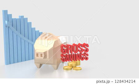 The Gross savings and Piggy Bank for Business concept 3d Rendering. The Gross savings and Piggy Bank for Business concept 3d Rendering. 128434214
