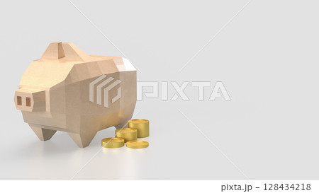 The Piggy Bank and coins for earn or saving concept 3d Rendering. 128434218