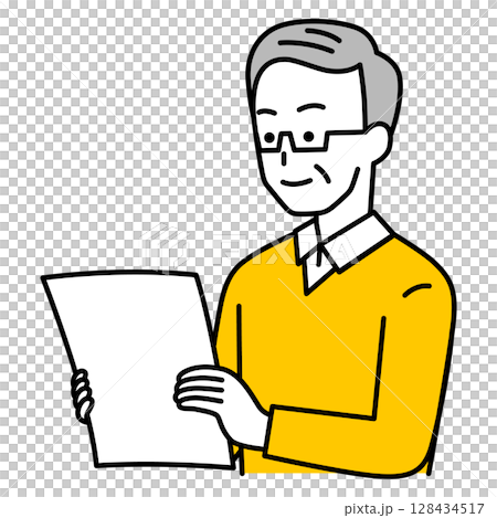 書類を見る年配の男性 128434517