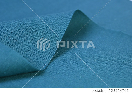 blue green hemp viscose natural fabric cloth color, sackcloth rough texture of textile fashion 128434746
